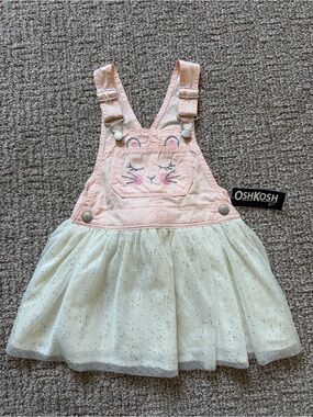 OshKosh Pink Bunny Overall Tulle Dress